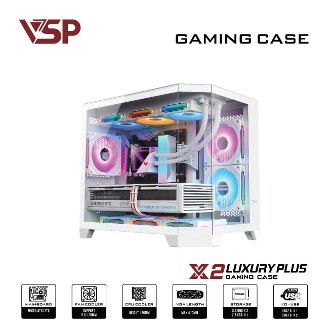 VỎ CASE VSP X2 LUXURY PLUS | M-ATX, NO FAN