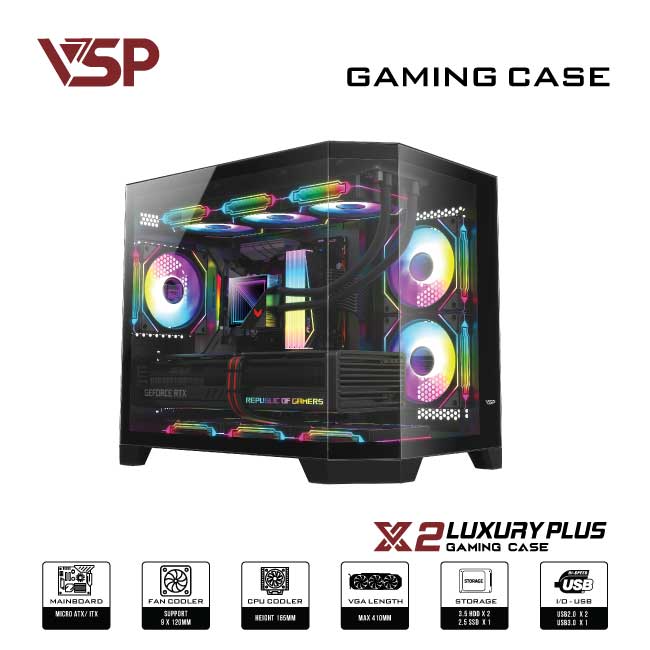 VỎ CASE VSP X2 LUXURY PLUS | M-ATX, NO FAN