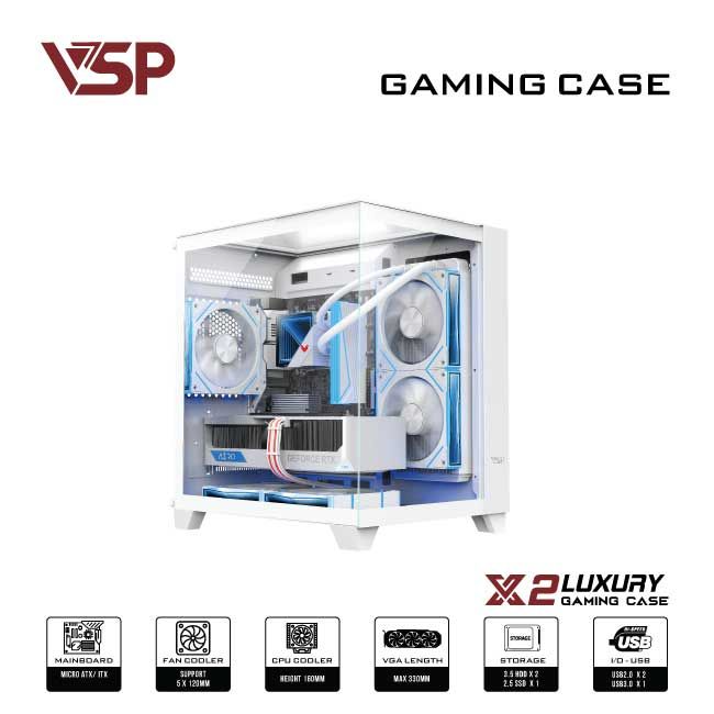 VỎ CASE VSP X2 LUXURY | Middle Tower, M-ATX | No Fan